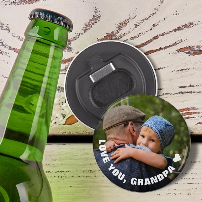 Grandparents Day Love You Grandpa Photo Bottle Opener (Grandparents Day Love You Grandpa Photo Bottle Opener)