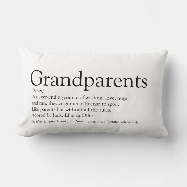 Grandparents Definition Black and White Fun Lumbar Cushion (Front)