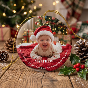 Grandparents First Christmas Baby Photo  Ceramic Tree Decoration
