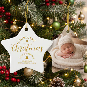 Grandparents First Christmas Custom Name Keepsake  Ceramic Tree Decoration