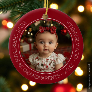 Grandparents First Christmas Grandchild Baby Photo Ceramic Tree Decoration