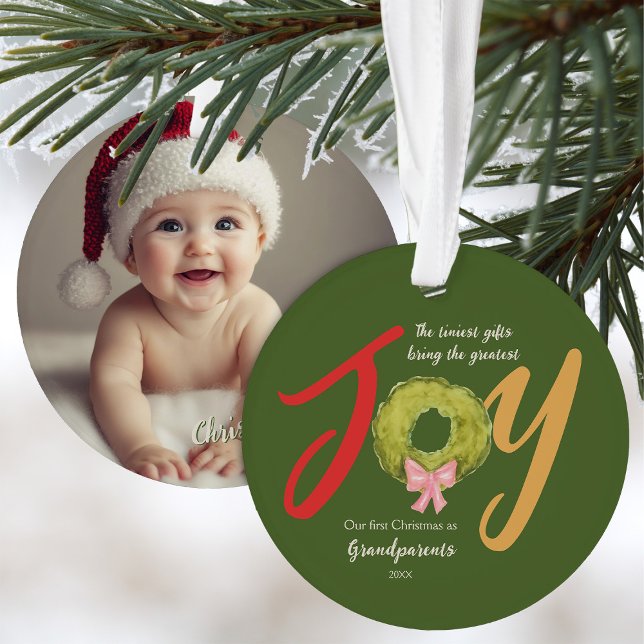 Grandparents First Christmas Keepsake Memento Joy Ornament (Creator Uploaded)