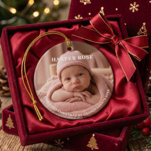 Grandparents First Christmas Newborn Photo  Ceramic Tree Decoration