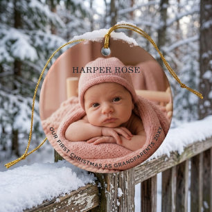 Grandparents First Christmas Newborn Photo  Ceramic Tree Decoration