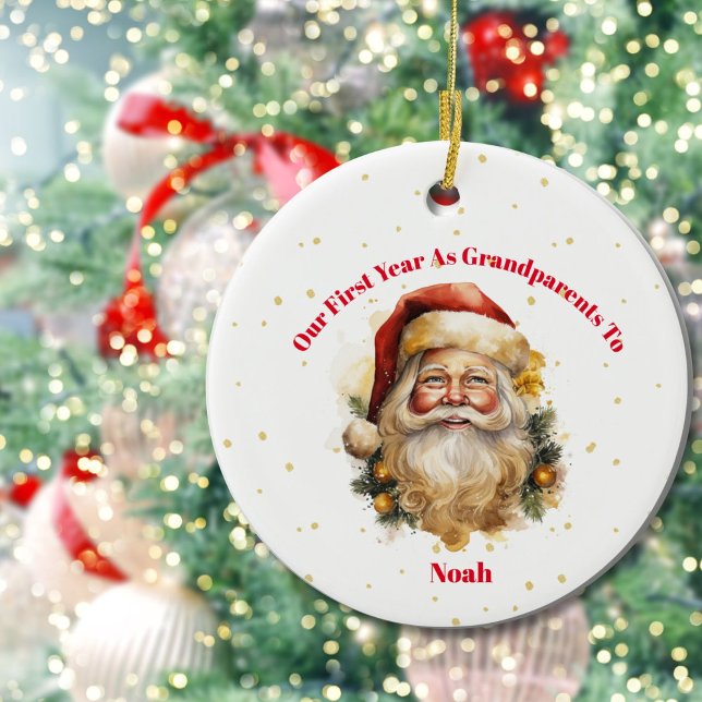 Grandparents First  Christmas Photo Santa  Ceramic Tree Decoration (Creator Uploaded)