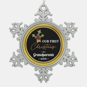 Grandparent's First Christmas  Snowflake Pewter Christmas Ornament