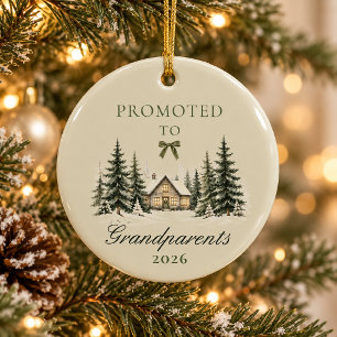 Grandparents First Christmas Winter Beige Cottage Ceramic Tree Decoration