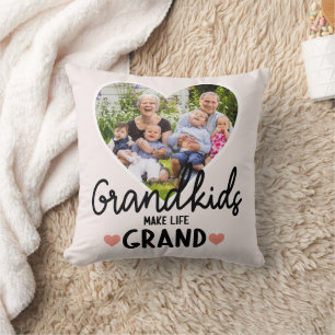 Grandparents Gift Nana Papa Grandchild Photo Name Cushion