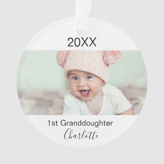 Grandparents Granddaughter 1st baby custom photo Ornament (Front)