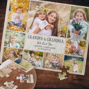 Grandparents Grandkids Love You Photo Collage Jigsaw Puzzle