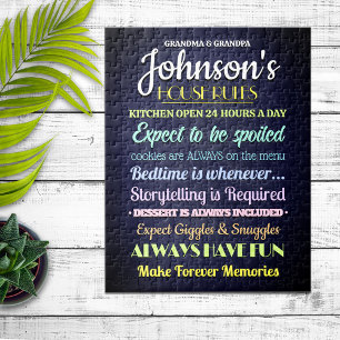 Grandparents House Rules Personalized  Jigsaw Puzzle