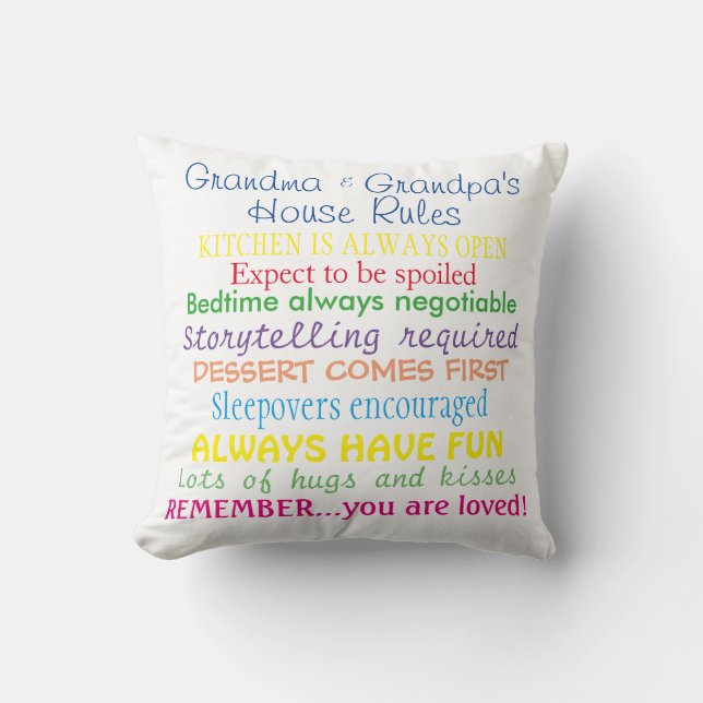Grandparents' House Rules Pillow (Front)