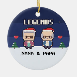 Grandparents Legends Pixel Christmas Ornament