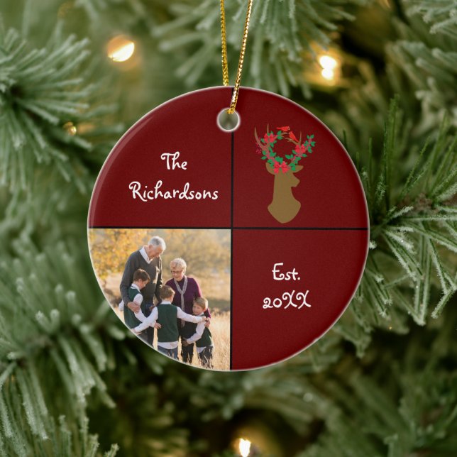 Grandparent's Love Christmas Photo Ceramic Tree Decoration (Tree)