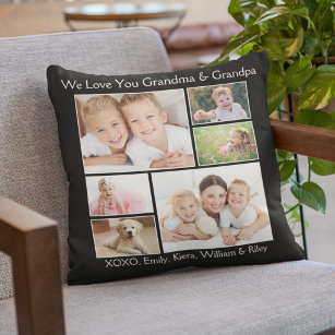 Grandparents Love Photo Personalised Black Cushion