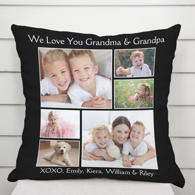 Grandparents Love Photo Personalised Black Cushion (Creator Uploaded)