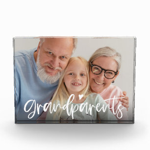 Grandparents Love Script Personalised Gift Photo Block