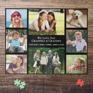 Grandparents Love You Personalized Photo Collage Jigsaw Puzzle