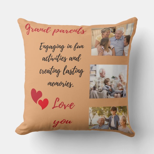 Grandparents Love You Throw Pillow (Front)