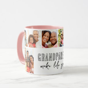 Grandparents Make Life Grand 8 Photo Family Gift Mug