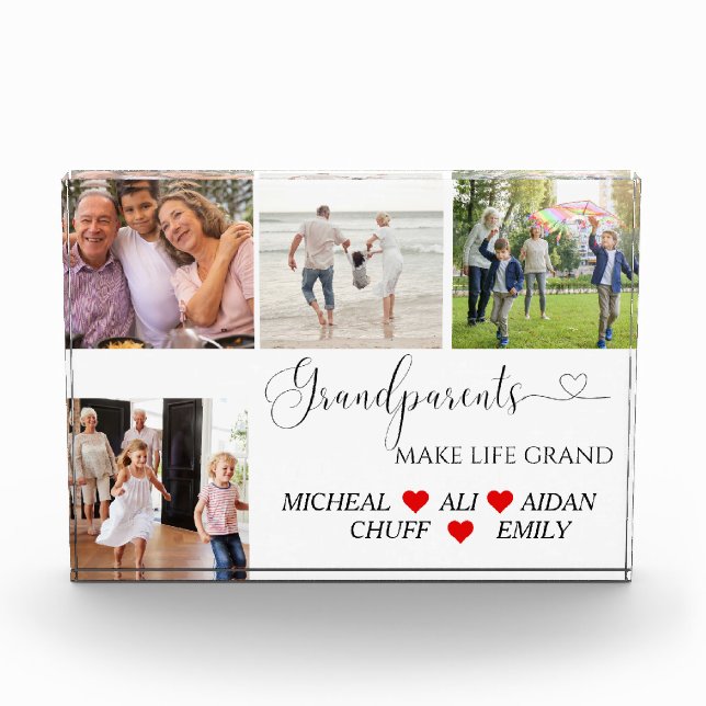 GRANDPARENTS MAKE LIFE GRAND PHOTO COLLAGE  BLOCK (Front)