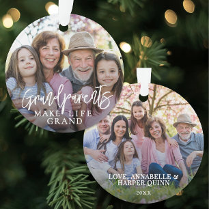 Grandparents Make Life Grand Photo Ornament