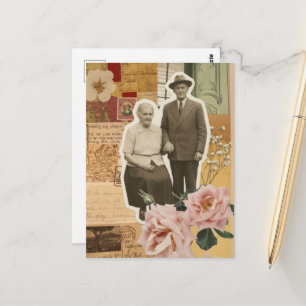 Grandparents Mixed Media Collage Postcard