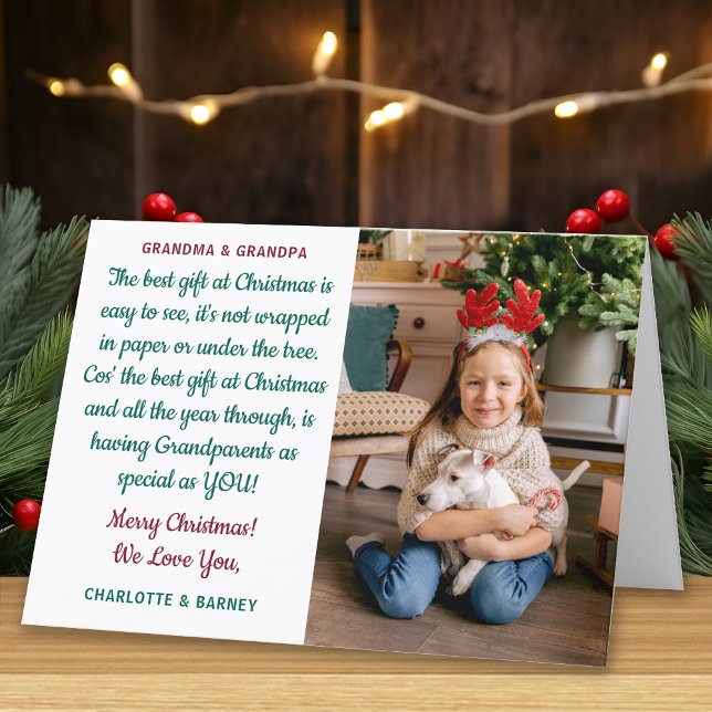 Grandparents Personalised Christmas Poem Photo Holiday Card (Creator Uploaded)