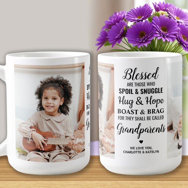 Grandparents Personalised Grandma Grandpa 2 Photo Coffee Mug (Creator Uploaded)
