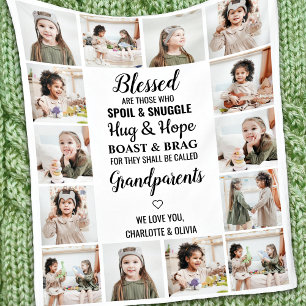 Grandparents Photo Collage Fleece Blanket