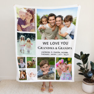 Grandparents Photo Collage Fleece Blanket