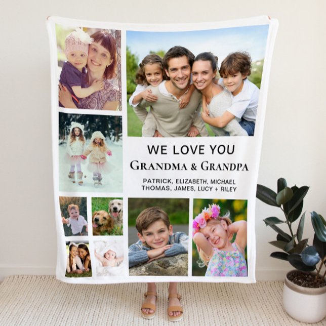 Grandparents Photo Collage Fleece Blanket (Creator Uploaded)