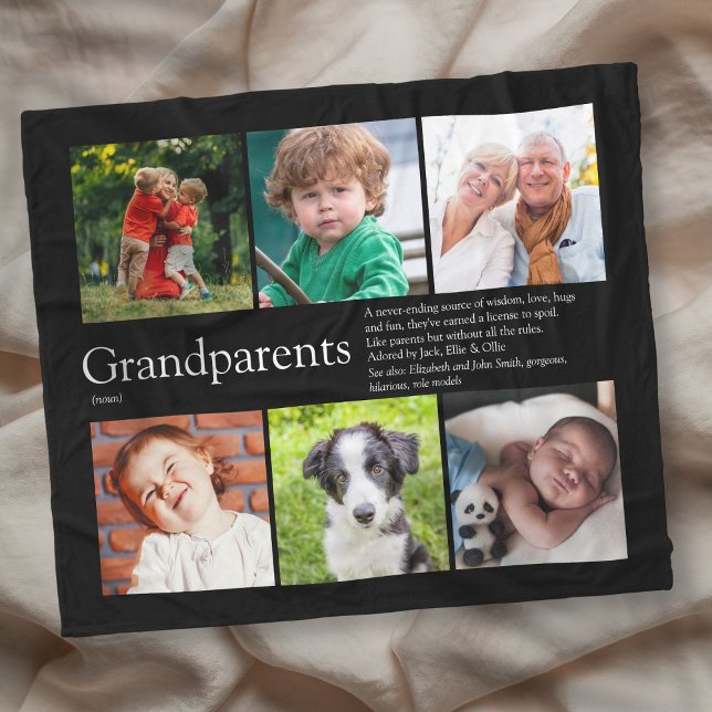 Grandparents Photo Collage Fleece Blanket (Grandparents Photo Collage Fleece Blanket)