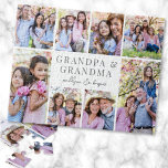 Grandparents Photo Collage Jigsaw Puzzle<br><div class="desc">Personalised "Grandpa & Grandma" Jigsaw Puzzle with Photo Collage. This simple and elegant jigsaw puzzle is a meaningful way to showcase cherished memories. The design features space for eight photos, arranged in a border around the edges while keeping the focus on the thoughtful text in the centre. At the centre,...</div>