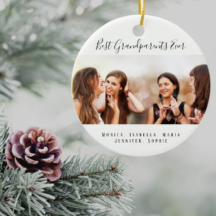 Grandparents photo grandkids ceramic tree decoration