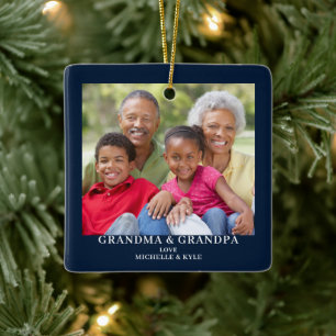 Grandparents Photo Personalised Christmas  Ceramic Ornament