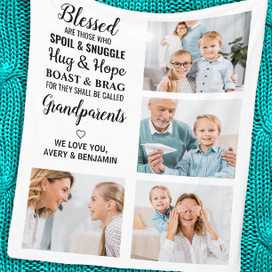 Grandparents Poem Personalised 4 Photo Fleece Blanket