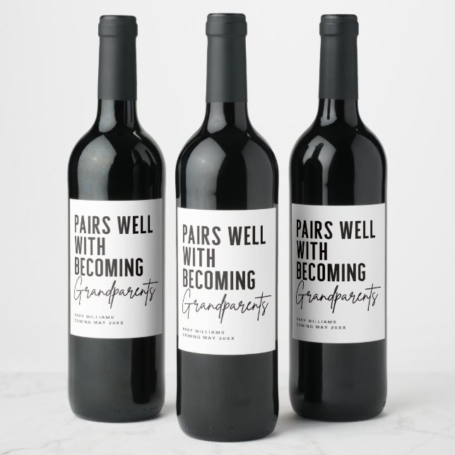 Grandparents Pregnancy Announcement Wine Labels (Bottles)