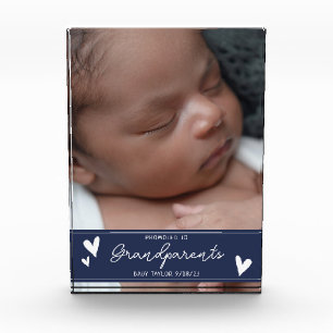 Grandparents Promoted New Baby Script Keepsake Photo Block