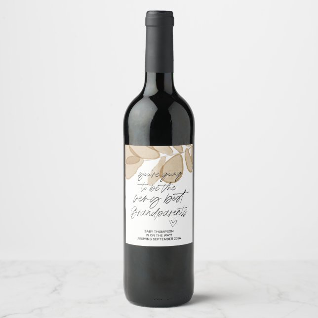 Grandparents to be Pregnancy Announcement New Baby Wine Label (Front)