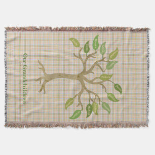 Grandparent's Tree Plaid Throw Blanket
