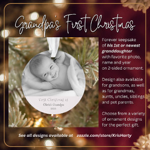 Grandpa's 1st Christmas Personalised Photo Name Ornament