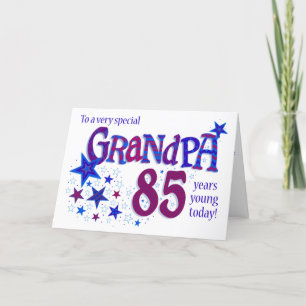 Grandpa's 85th Birthday Word Art with Stars Card
