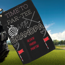 Grandpa's Black Golf Towel with Grandchild's Name