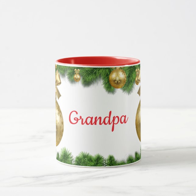 Grandpa's Christmas Cup, red interior, Mug (Center)