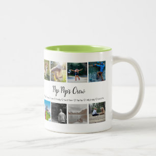 Grandpa's Crew Custom 8 Photo Grid Two-Tone Coff Coffee Mug
