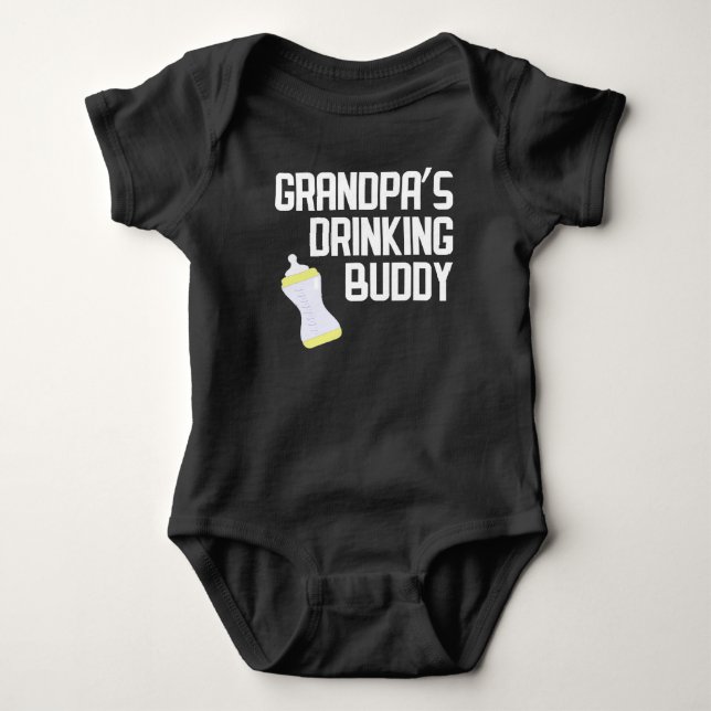 Grandpa's Drinking Buddy Baby Bodysuit (Front)