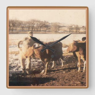 Grandpa's Farm Square Wall Clock