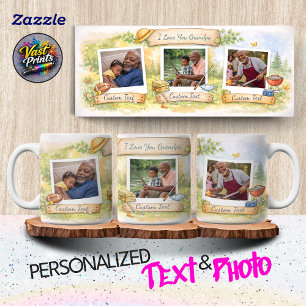 Grandpa's Favorite Activities Custom Text Photo Coffee Mug