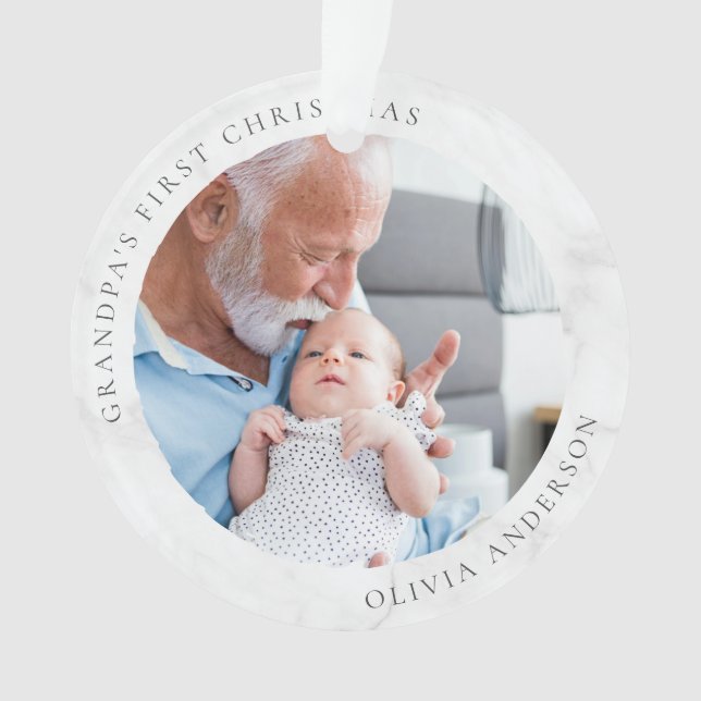 Grandpa's First Christmas Photo Keepsake Ornament (Front)